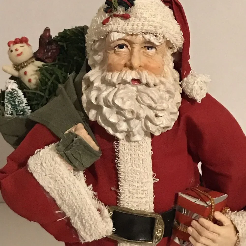 The Fabric Mache 11” Santa With Toys 1993 Christmas Tabletop Display Figure